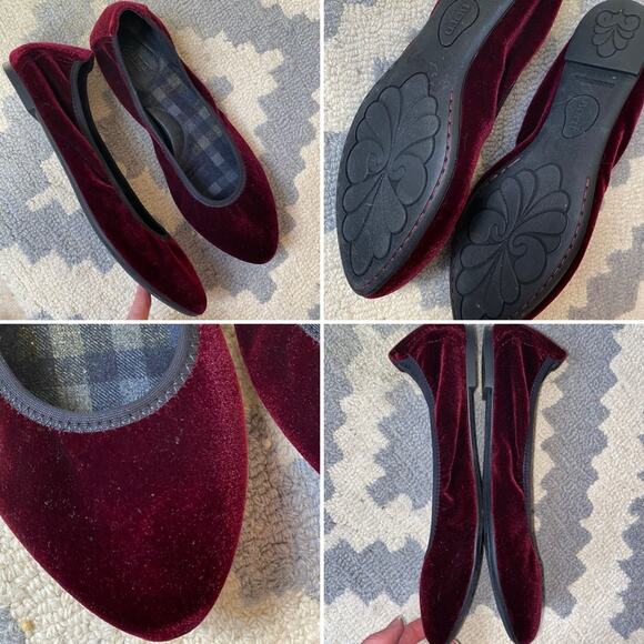 Born Rozalee Ballet Flat Women 8.5 Garnet Burgundy Red Cranberry Velvet Comfort - Picture 1 of 9